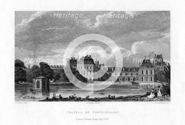Chateau de Fontainebleau, France, 1829.Artist: E I Roberts