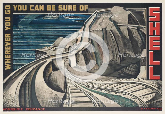 Mousehole, Penzance. "Wherever you go you can be sure of Shell", 1932. Creator: Stuart-Hill, Alexander (1889-1948).