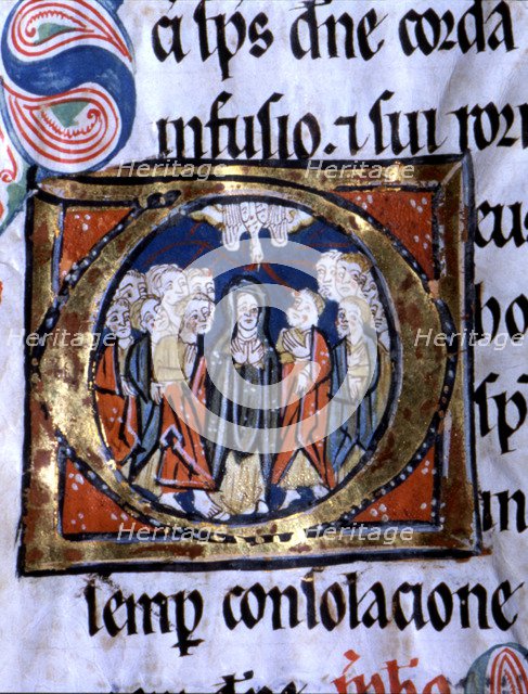 Coming of the Holy Spirit. Miniature in the 'Missal Oxemense', sheet 31.