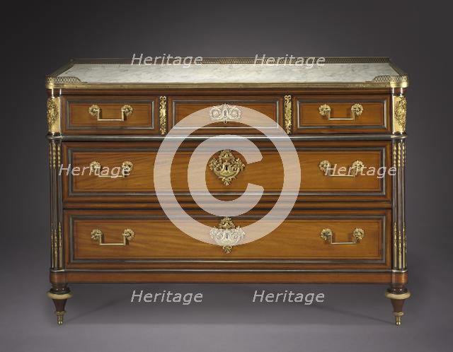 Chest of Drawers, c. 1775-1792. Creator: Claude-Charles Saunier (French, 1735-1807), attributed to ; Pierre Joseph Désiré Gouthière (French, 1732-1813/14), mounts in the style of.