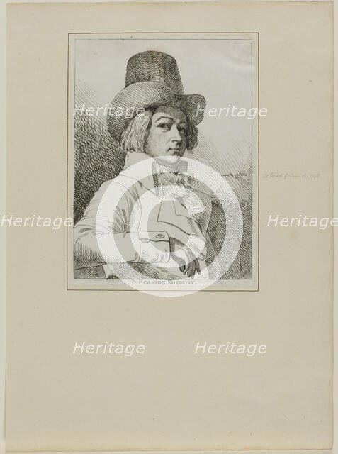 Portrait of B. Reading, Engraver, June 16, 1798. Creator: Samuel de Wilde.
