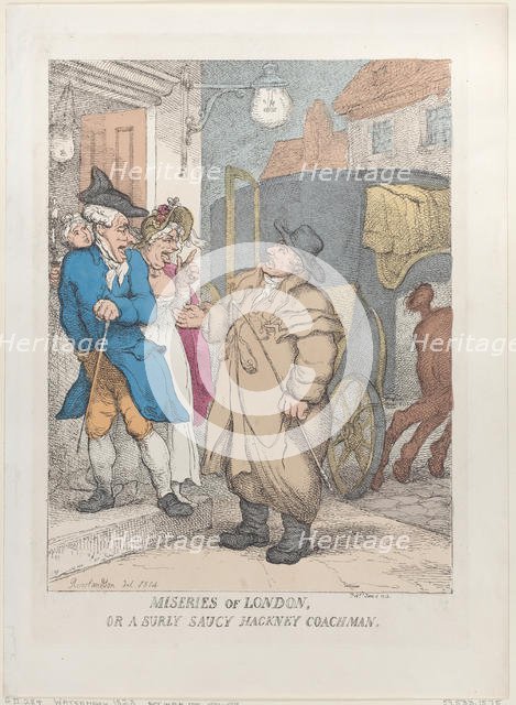 Miseries of London, or a Surly Saucy Hackney Coachman, June 4, 1814., June 4, 1814. Creator: Thomas Rowlandson.