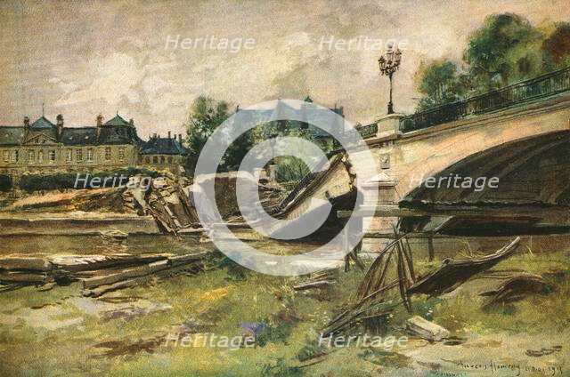''Soissons; Le Pont sur L'Aisne', 1915. Creator: Francois Flameng.