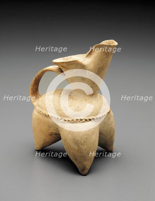 Tripod ewer with strap handle and fluted waist band (gui type), about 3000 B.C.E.. Creator: Unknown.