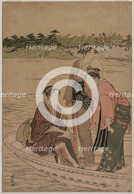 Passengers in a Ferry Boat on the Sumida River, 1784. Creator: Torii Kiyonaga (Japanese, 1752-1815).