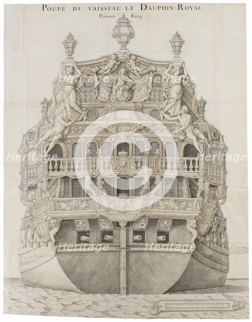 Rear view of the ship Dauphin Royal, 1668-1669. Creator: Girardon, François, (after) (1628-1715).