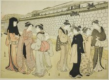 Women Walking by a Moat, 1780s. Creator: Katsukawa Shuncho.