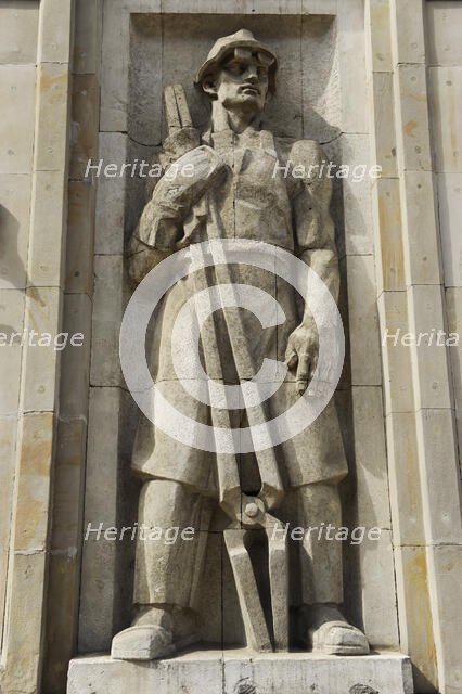 Socialist relief, Constitution Square, Warsaw, Poland. Creator: Unknown.