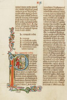 Initial P: Esdras; Historia Scholastica, about 1300. Creator: Unknown.