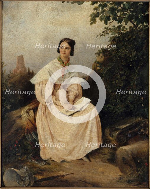 Héloïse Colin dessinant dans la campagne nîmoise, 1836. Creator: Alexandre-Marie Colin.