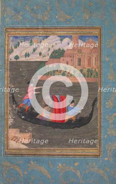 Aquatic Scene with Three Men in a Gondola, late 16th-early 17th century. Creator: Unknown.