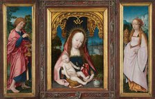 Triptych with Virgin and Child, Saint John the Evangelist (left wing) and Mary Magdalene (right wing Creator: Jan Provoost.