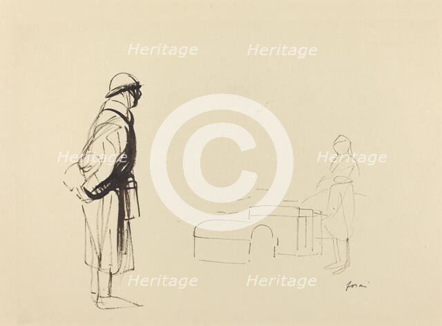 Poilu and Nurse, c. 1914/1919. Creator: Jean Louis Forain.