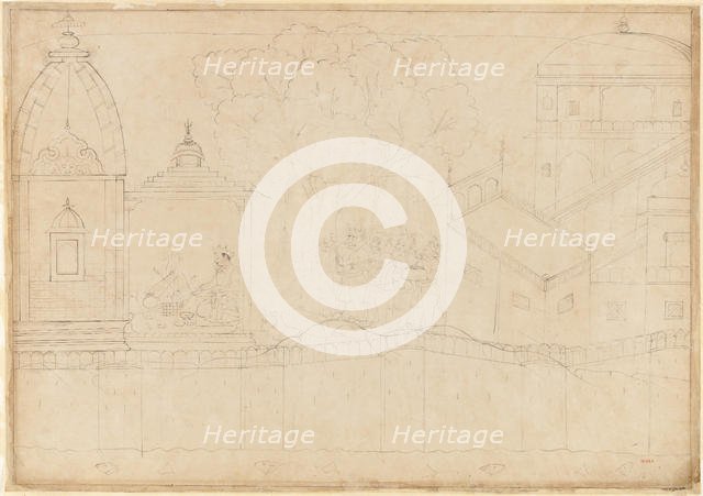 Indrajit Makes Offerings: Folio from the Siege of Lanka series, ca. 1725. Creator: Manaku.