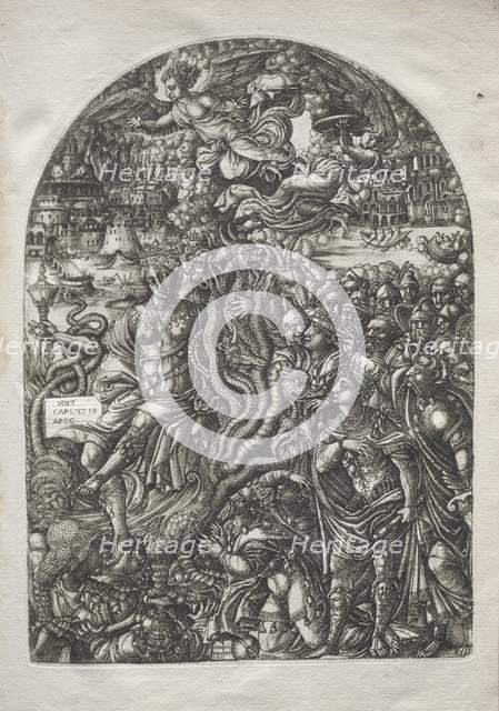 The Apocalypse: Babylon the Harlot, Seated on the Seven-headed Beast, 1546-1556. Creator: Jean Duvet (French, 1485-1561).