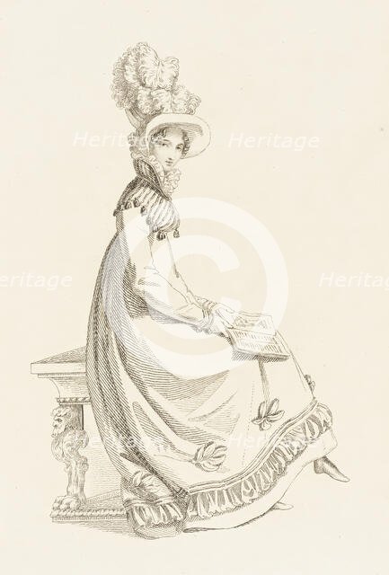 Fashion Plate (Walking Dress), 1819. Creator: Rudolph Ackermann.