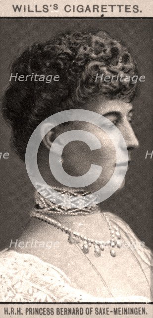 H.R.H Princess Bernard of Saxe-Meiningen, 1908.Artist: WD & HO Wills