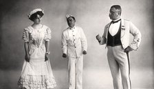 Florence Jameson, Reginald Switz and Alfred clarke in a scene from The Blue Moon, 20th century.Artist: Foulsham and Banfield