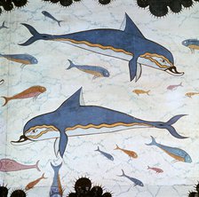 Minoan wall-painting of dolphins. Artist: Unknown