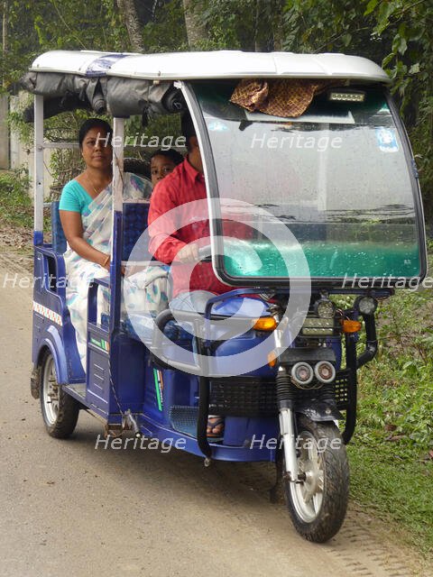 Tuk Tuk school transport in India, 2019. Creator: Unknown.
