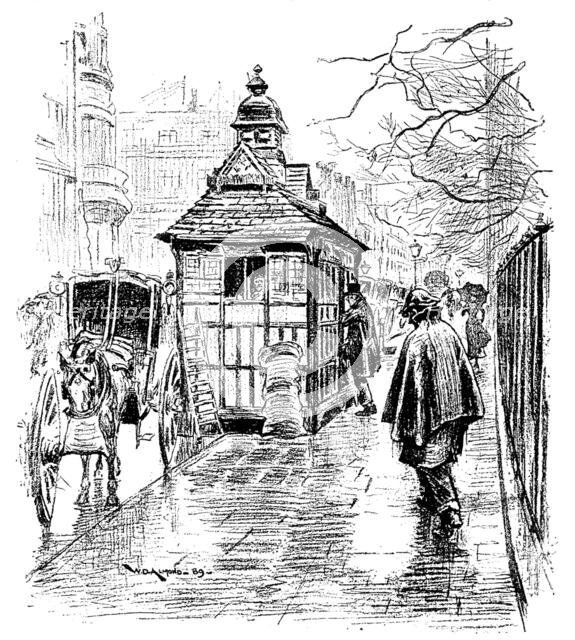 Sketches of London Cabs and Cabmen: a cabmen's shelter, 1890. Creator: Unknown.