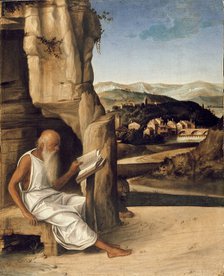 St Jerome reading in a Landscape, late 15th century. Artist: Unknown.