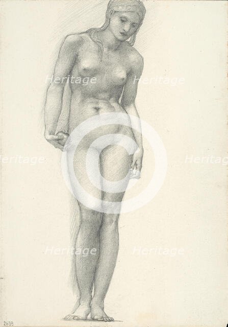 Venus with Golden Apple in Right Hand, for the Troy Triptych (sketchbook #2639), c. 1873-77. Creator: Sir Edward Coley Burne-Jones.