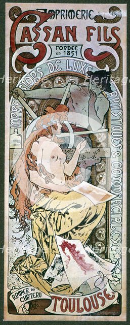 Advertising poster for the 'Cassan Fils 'printing press in Toulouse, 20th century. Creator: Mucha, Alfons (1860 - 1939) .