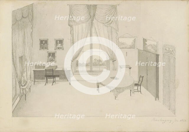 Interior of the palace in Buitenzorg in West-Java, 1842. Creator: Anon.