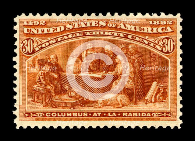 30c Columbus at La Rabida single, 1893. Creator: American Bank Note Company.