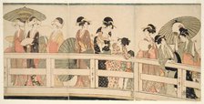 On top and beneath Ryogoku Bridge (Ryogokubashi no ue, shita), Japan, c. 1795/96. Creator: Kitagawa Utamaro.