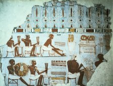 Fragment of painted plaster from the tomb of Sebekhotep, from Thebes, Egypt, 18th Dynasty, c1400 BC. Artist: Unknown