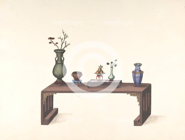 Low Table with Vases, 19th century. Creator: Anon.