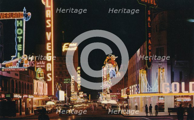 Fremont Street From Main Street, Las Vegas, Nevada, USA, 1956. Artist: Unknown