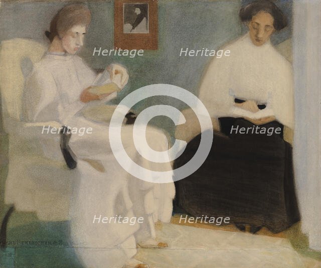 Girls Reading, 1907. Creator: Helene Schjerfbeck.