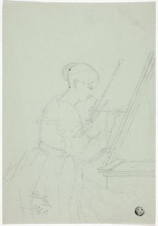 Young Woman Painting (possibly a Self Portrait), 1840. Creator: Elizabeth Murray.