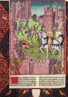 Facts of life of Louis VI the Fat (108 -1137), son of Philip I, Miniature in 'Chronicles of Franc…