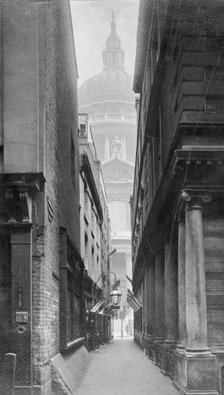 St Paul's Cathedral seen through a narrow courtyard, City of London. Artist: Unknown