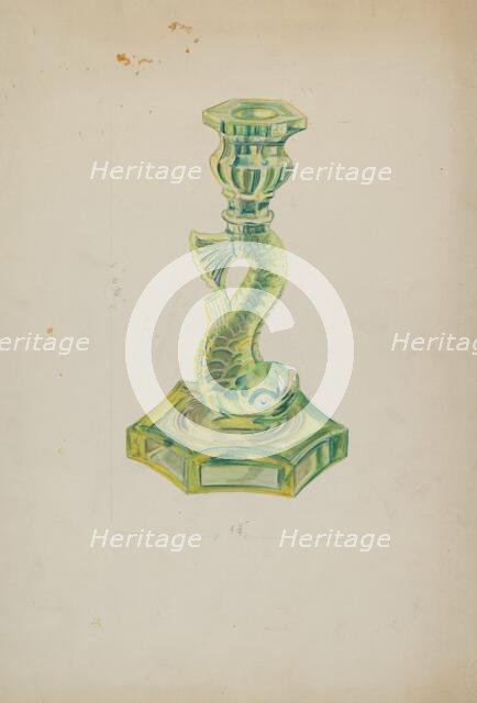 Dolphin Candlestick, c. 1935. Creator: Ella Josephine Sterling.