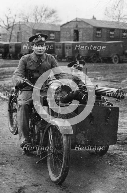 1914 Vickers Clyno Combination with machine gun. Creator: Unknown.