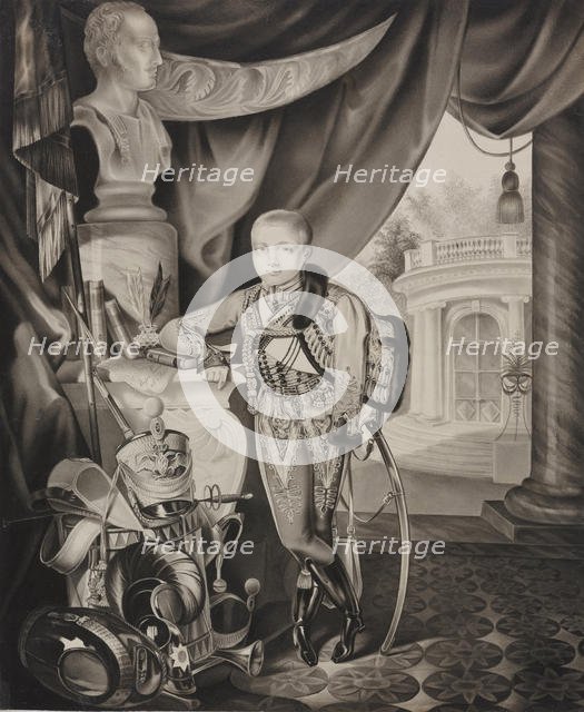 Portrait of the Crown prince Alexander Nikolayevich (1818-1881), 1827. Creator: Hampeln, Carl, von (1794-after 1880).