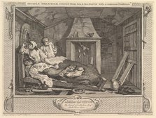 The Idle 'Prentice Returned from Sea and in a Garret with a Common Prostitut..., September 30, 1747. Creator: William Hogarth.