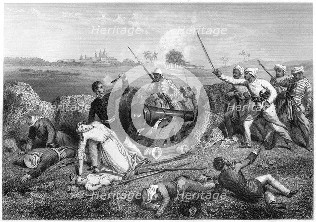 'Death of Major Skene and his wife at Jhansi', 1857, (c1860). Artist: Unknown