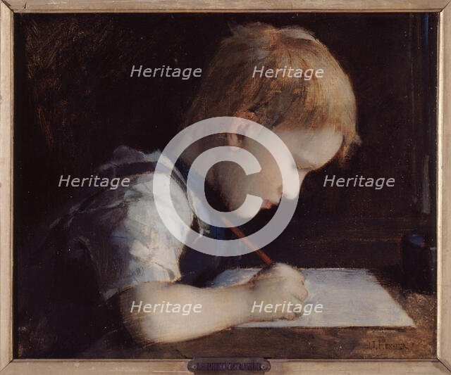 Le petit écriveur, 1869. Creator: Jean Jacques Henner.