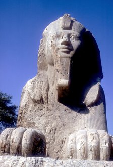 Alabaster Sphinx (seen from front), Memphis, Egypt, 18th or 19th Dynasty, c14th-13th century BC. Artist: Unknown