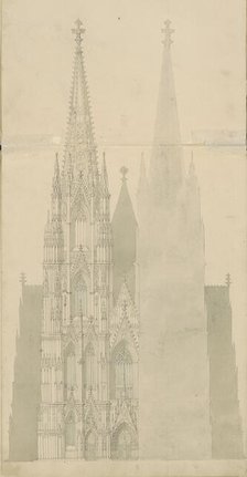 Facade of a Gothic cathedral, c.1850. Creator: Petrus Josephus Hubertus Cuypers.