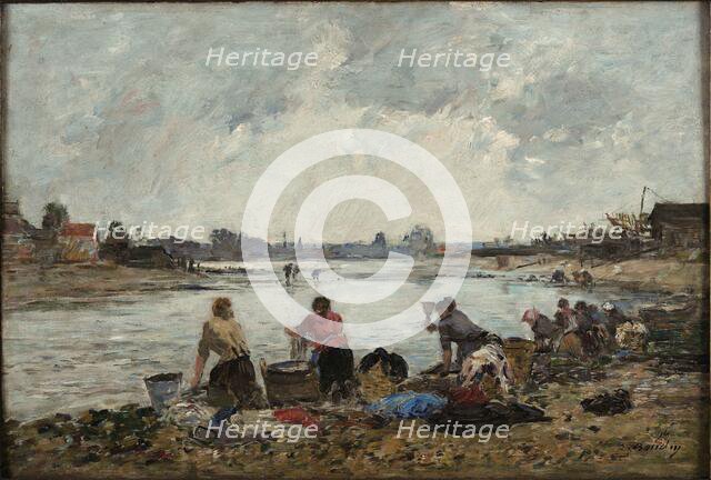 Washerwomen on the banks of the Touques, 1890. Creator: Boudin, Eugène-Louis (1824-1898).