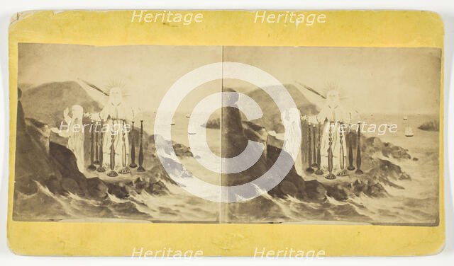 Untitled [naive painting of figures on rocks], 1875/99.  Creator: Unknown.