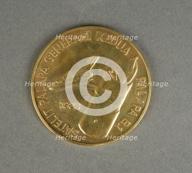 Palapa B1 Satellite Medal owned by Dr. Sally K. Ride, ca. 1983. Creator: Unknown.