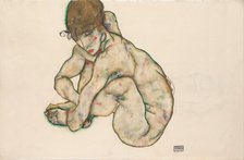 Crouching Nude Girl, 1914. Artist: Schiele, Egon (1890–1918)